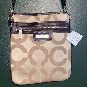 COACH purse crossbody tan and brown NWT
